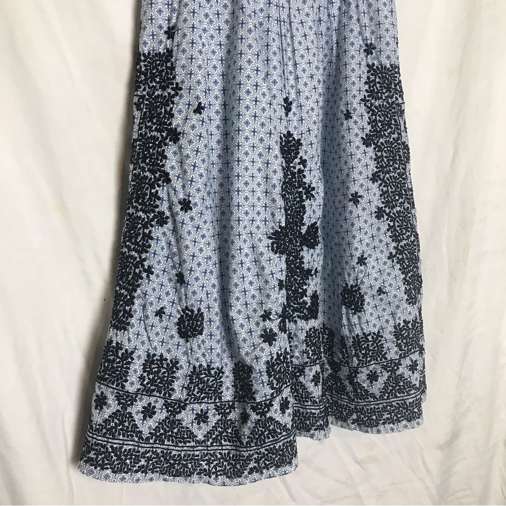 Moulinette Soeurs Coquette Blue Floral Embroidered Fit & Flare Dress Size 0 Boho - Picture 8 of 16